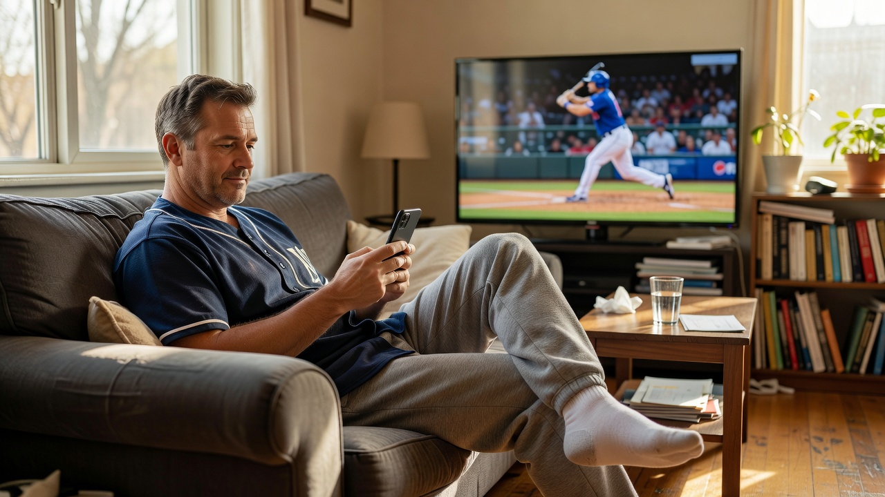 MLB 오늘 경기 일정을 확인하는 야구 팬의 모습