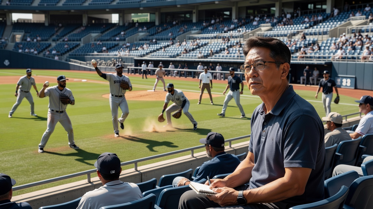 NPB 외국인 선수 분석을 위한 경기장 관찰 장면